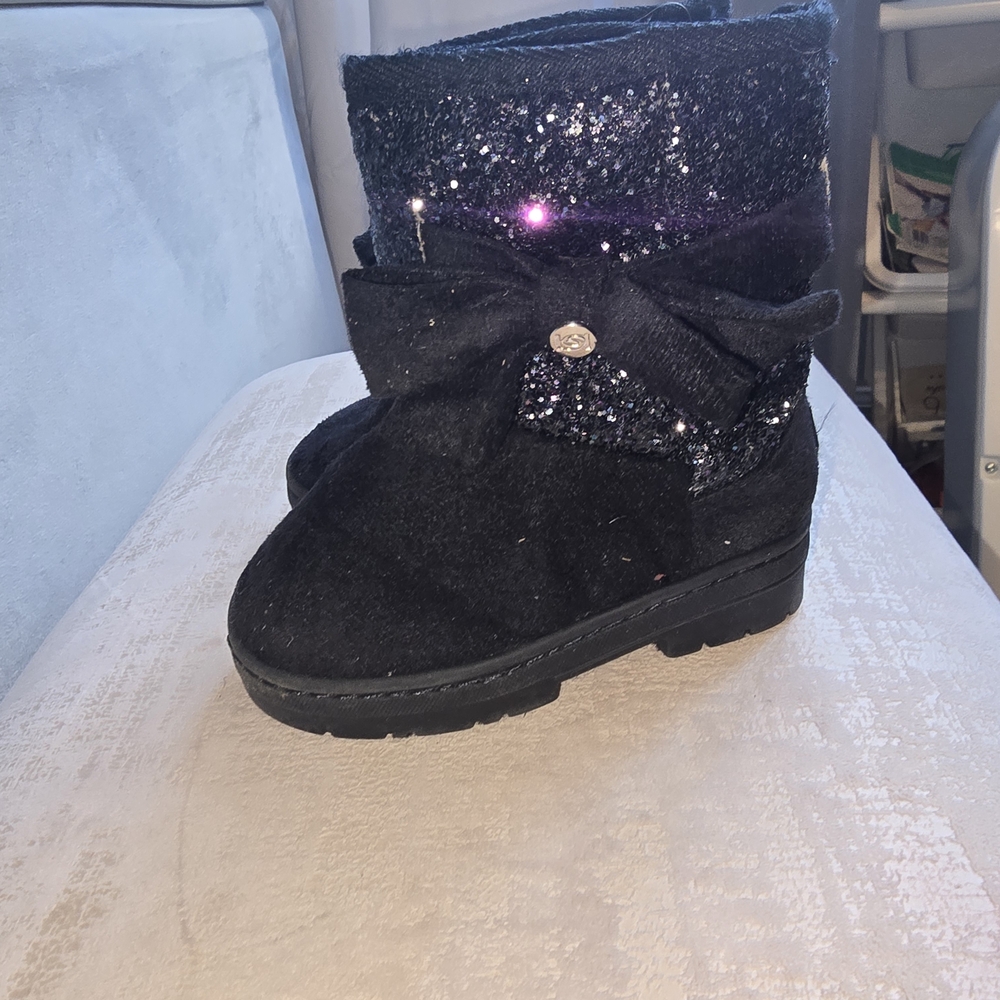 BEBE Black Glitter Kids Boots